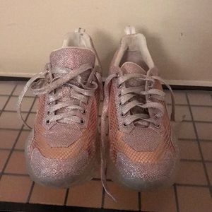 Pink glitter platform sneakers